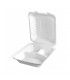 Sugarcane fibre clamshell meal box with 3 compartments  220x202mm H80mm