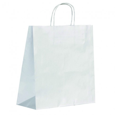 Sac cabas papier blanc poignées ficelles 270x130mm H320mm