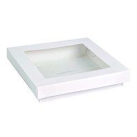 White square "Kray" cardboard box with PLA window lid  155x155mm H50mm 900ml