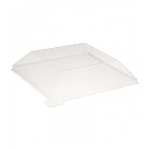 Couvercle Samourai dôme transparent en plastique PET transparent pour assiette 130x130mm H20mm