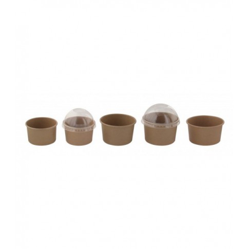 Pot carton kraft brun chaud et froid 130ml Ø80mm  H44mm