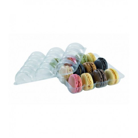 Insert plastique PET transparent 12 macarons (3x4) avec fermeture  152x138mm H20mm