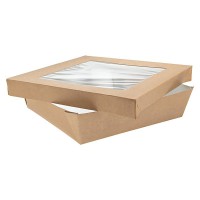 Brown square "Kray" cardboard box with window lid  205x205mm H50mm 1 550ml