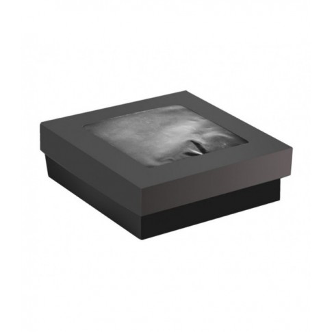 Black square "Kray" cardboard box with window lid  155x155mm H50mm