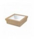 Boîte "Kray" carrée carton brun avec couvercle à fenêtre 265x265mm H50mm 3000ml