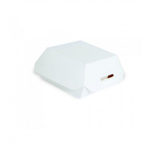 Mini white cardboard burger box 98x95mm H50mm