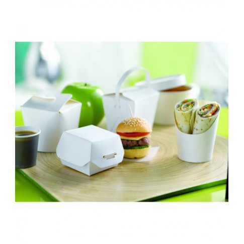 Mini white cardboard burger box 98x95mm H50mm