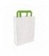 White recycled paper carrier bag with green handles  260x170mm H280mm