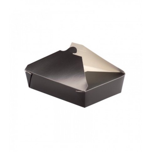 Boîte repas carton noir 2 300ml 215x160mm H90mm