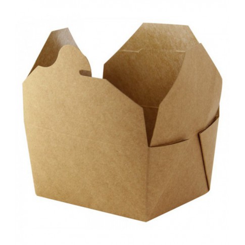 Boîte repas carton kraft laminé 2 300ml 215x160mm H90mm