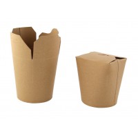 Kraft/brown round base cardboard container with slit closing 500ml 80x73mm H100mm