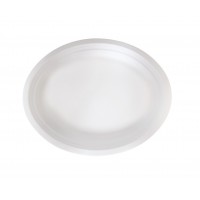 Assiette ovale blanche en pulpe 255x320mm H25mm