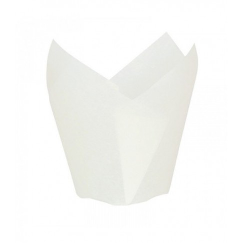 Caissette de cuisson forme tulipe en papier blanc siliconé  H60mm