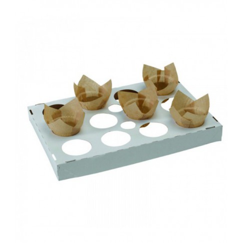 Cardboard baking tray with 12 holes diam. 4,8 cm 287x192mm H30mm