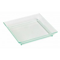 "Klarity" Transparent Green Square Dish. 100x100mm