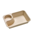 Brown rectangular pulp tray with sauce compartment  218x165mm H45mm 850ml