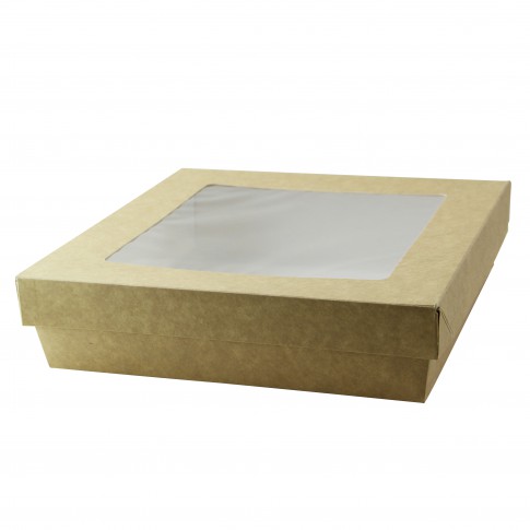 Brown square "Kray" cardboard box with window lid 1 300ml 205x205mm H50mm