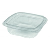 Square clear PET box with hinged lid 100x94mm H40,5mm 250ml