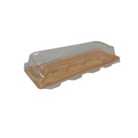 Wooden print rectangular plastic sushi tray 170x70mm H20mm