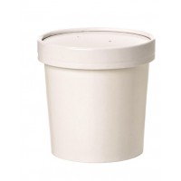 White cardboard cup with cardboard lid for hot and cold foods   H140mm 960ml