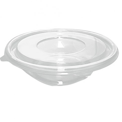 Saladier plastique PET rond transparent avec couvercle  H60mm 1000ml