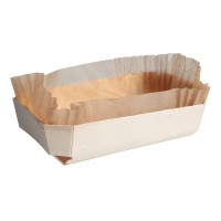 Rectangular wooden baking mould with baking liner 300ml   H39mm