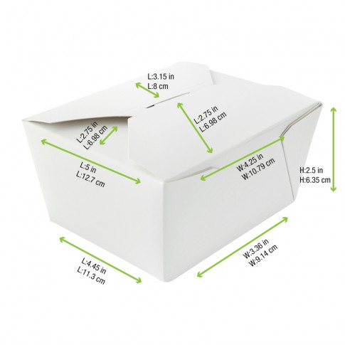 Boîte repas carton blanc 130x105mm H65mm 650ml