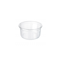 Round transparent PET deli pot with hinged lid   H35mm 250ml