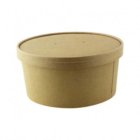 Kraft brown cardboard lid for hot and cold foods  H16mm