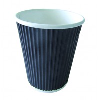 "Rippley" black rippled wall coffee cup  H92mm 230ml