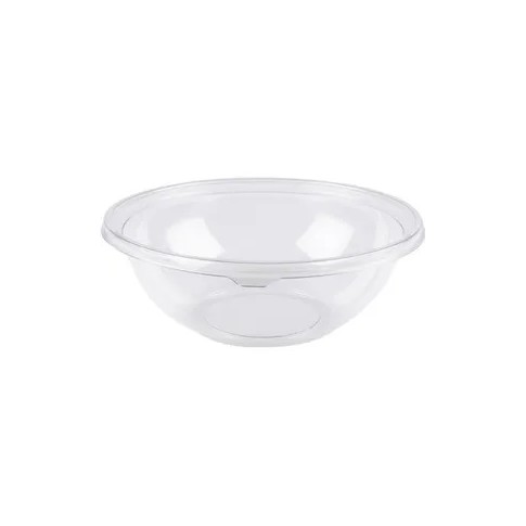 Round clear PET plastic salad bowl with hinged lid and spork 185x140mm H70mm 500ml