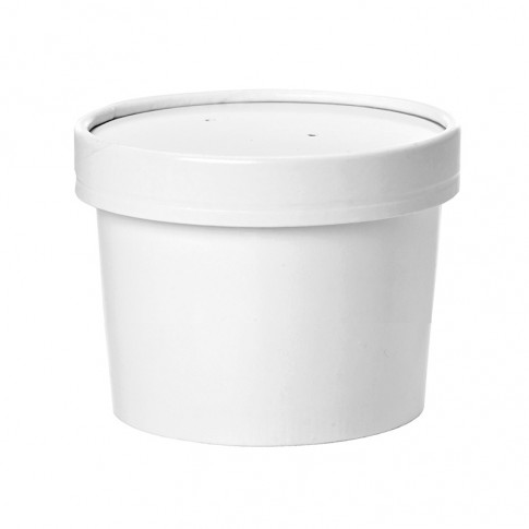 Pot carton blanc chaud et froid avec couvercle carton   H60mm 230ml