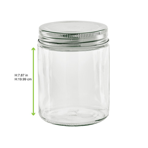 Round glass jar with metal lid