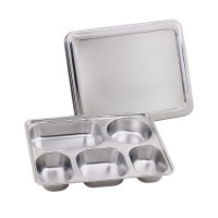 NOXTRAY Stainless steel tray 5 compartments with PP lid