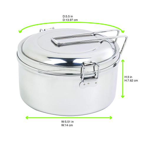 NOXBOX Round stainless steel lunchbox with lid