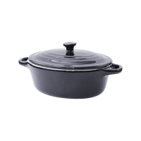 Mini oval casserole with black porcelain lid