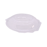 Round transparent salad bowl with hinged lid