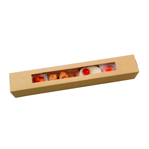 "Plumier" Kraft/Brown long box with window 230ml 90mm  H90mm