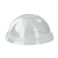 Clear PET plastic dome lid with straw slot  74mm